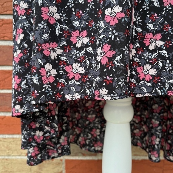 🌷 Nanette Lepore Smocked Ruched Black Multicolor Sleeveless High Low Dress - Picture 8 of 13